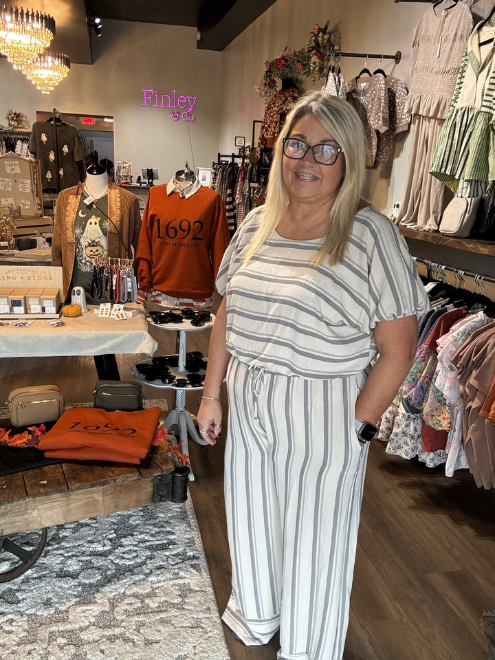 Taupe Striped Set