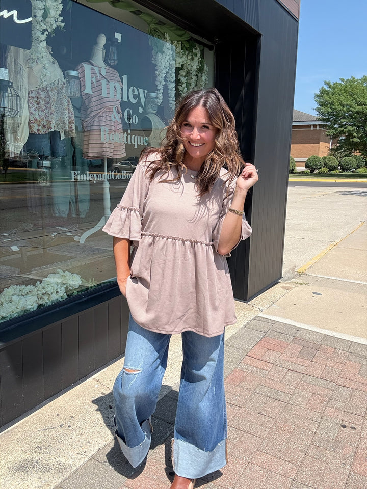 Babydoll Waffle Knit Top