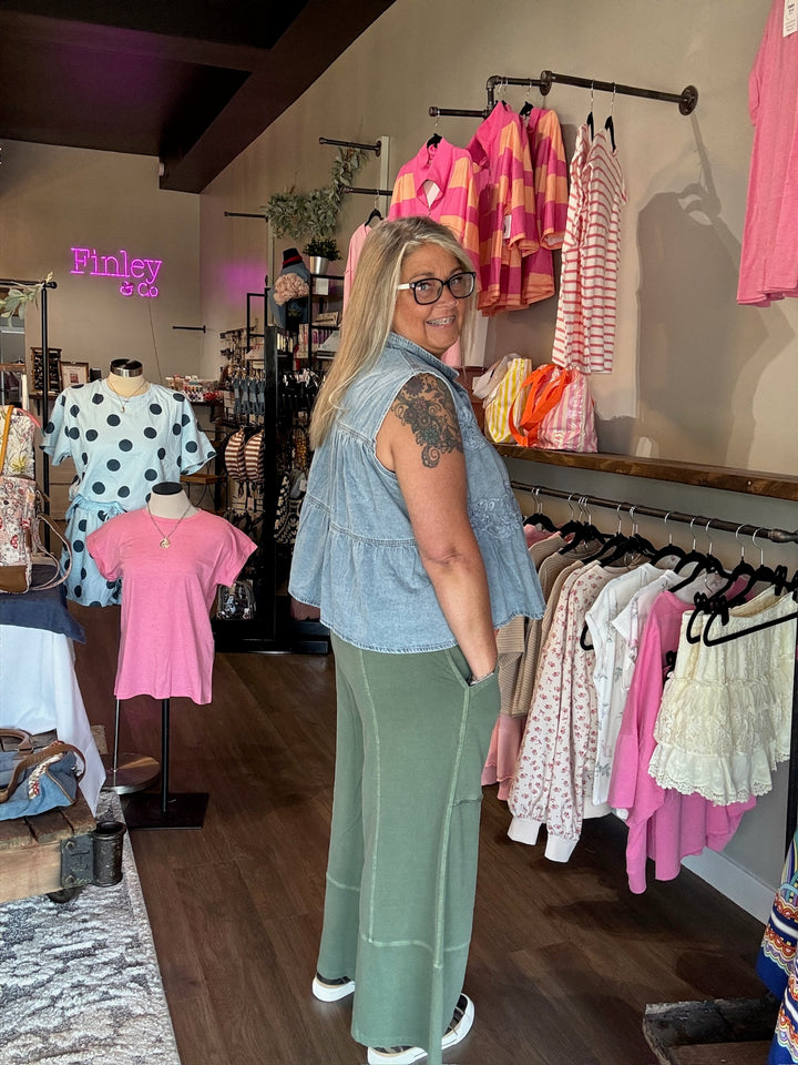 French Terry Wide Leg Pants