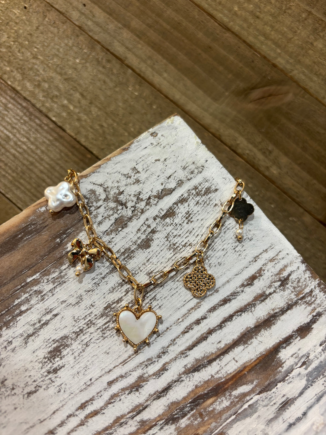 Gold Heart Charm Bracelet