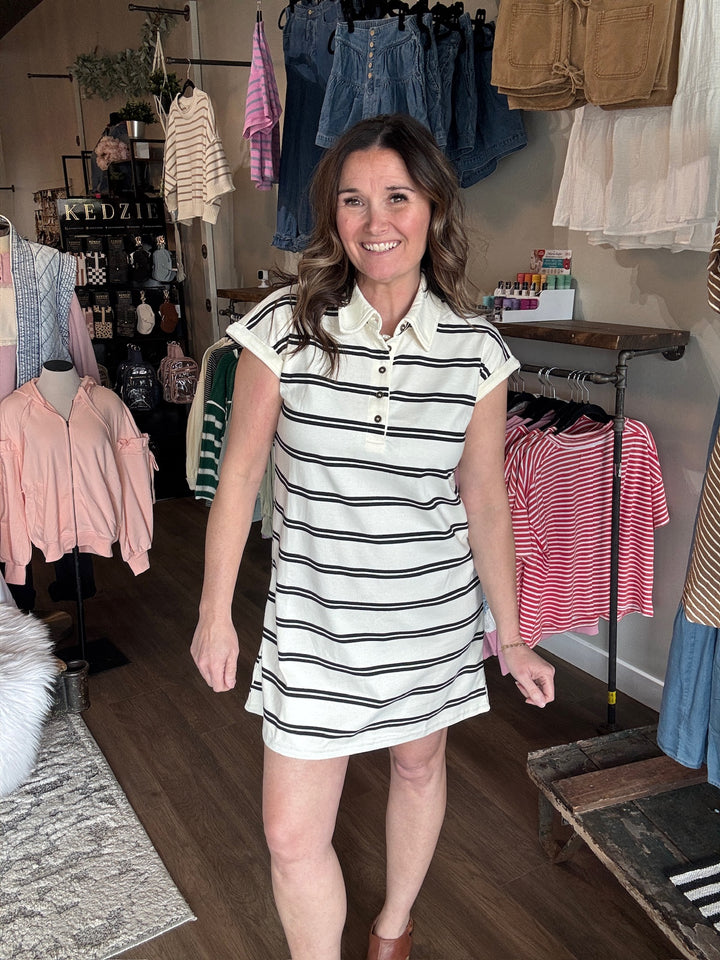 Everyday Striped Collared Dress