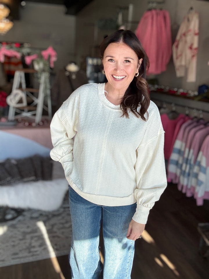 Textured Oversized Knit Top