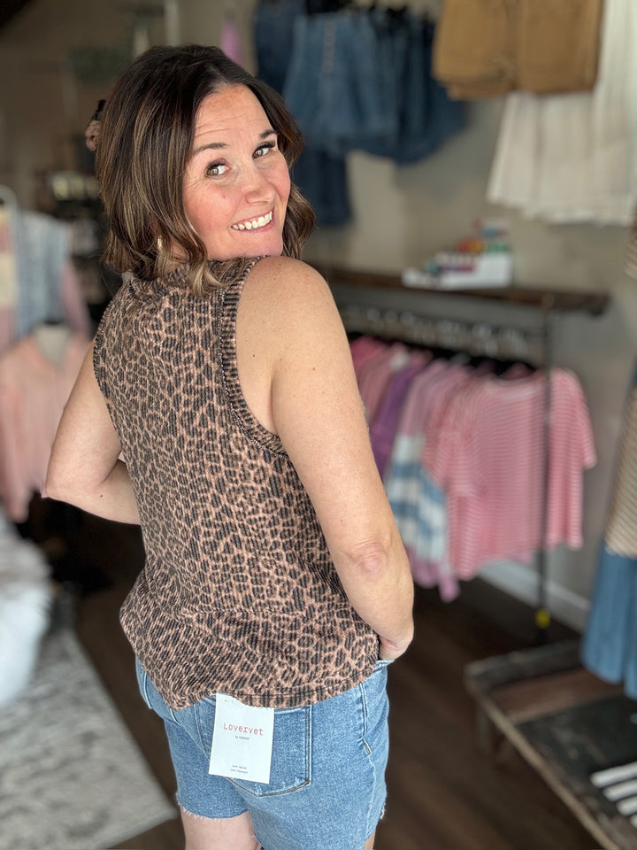 Leopard Print Ribbed Tank