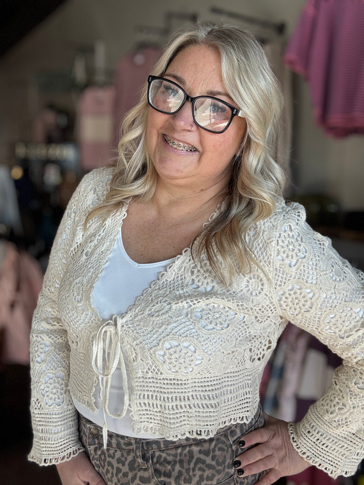 Crochet Open Front Cardigan