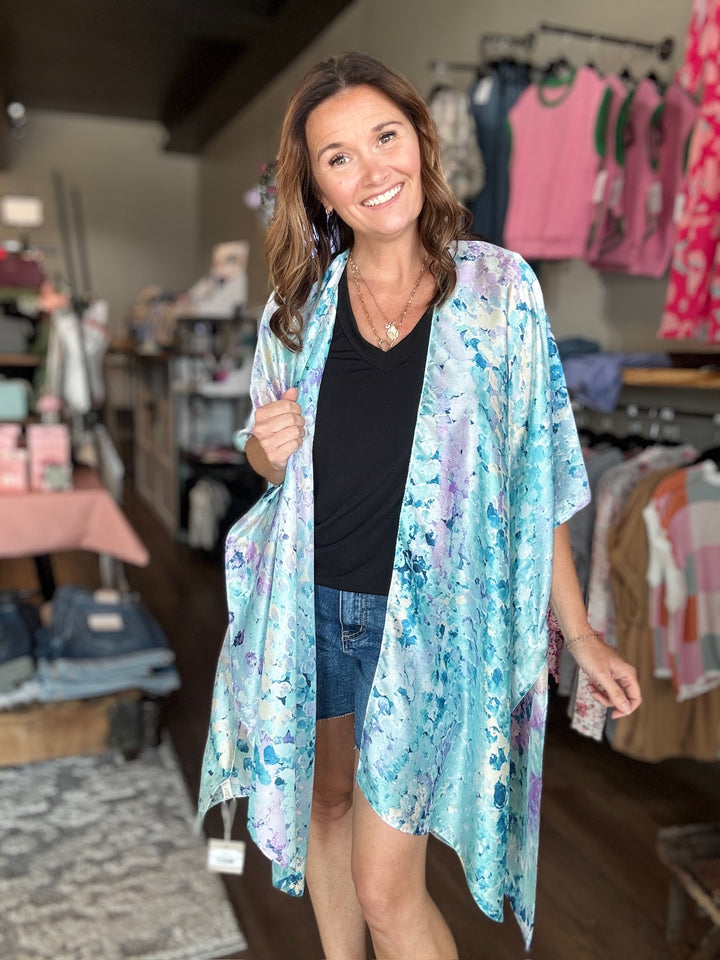 Silky Abstract Kimono