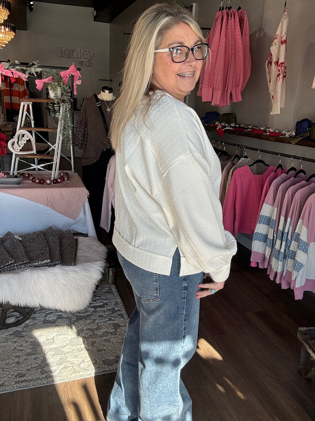 Textured Oversized Knit Top