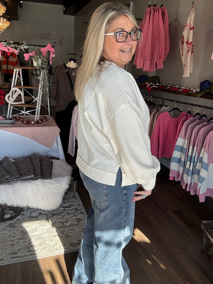 Textured Oversized Knit Top