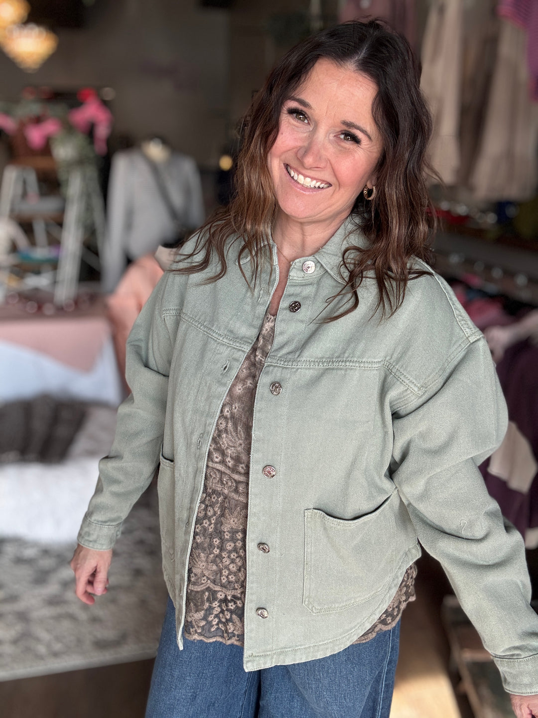 Spring Sage Denim Jacket