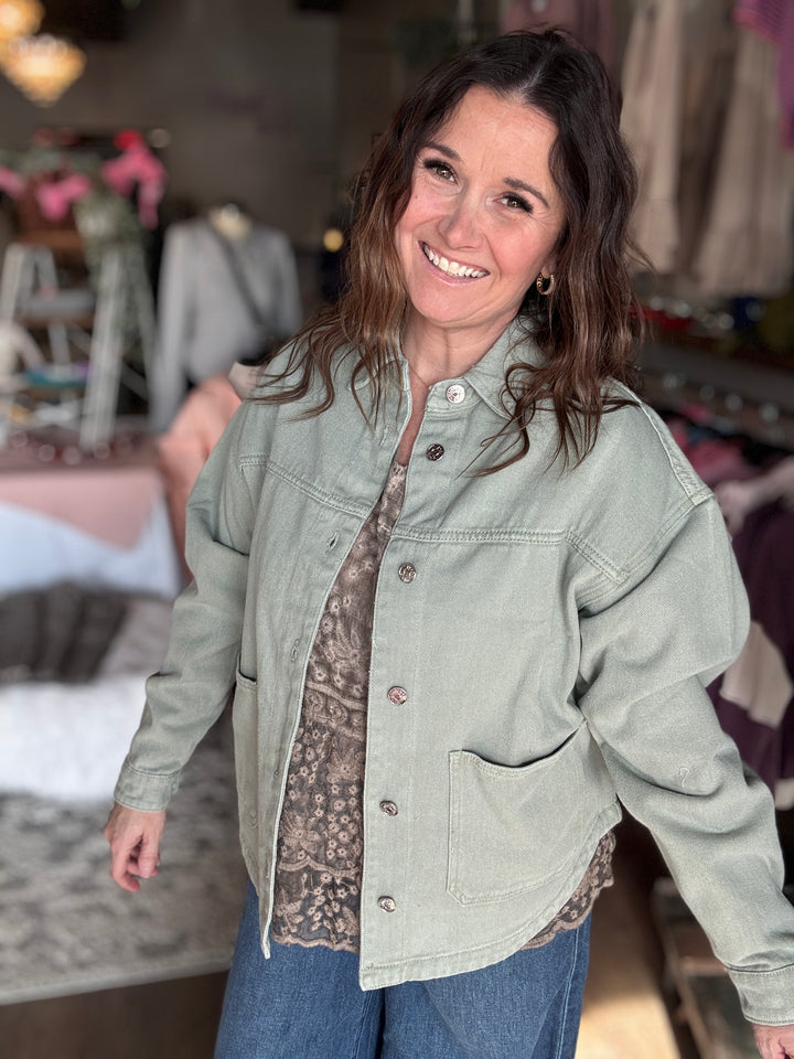Spring Sage Denim Jacket