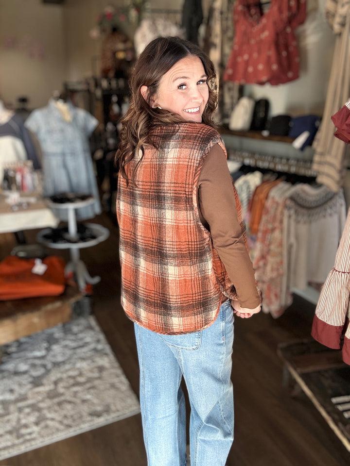 Fall Plaid Quilted Puffer Vest