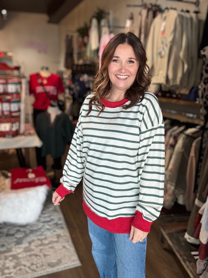 Christmas Spirit Striped Top