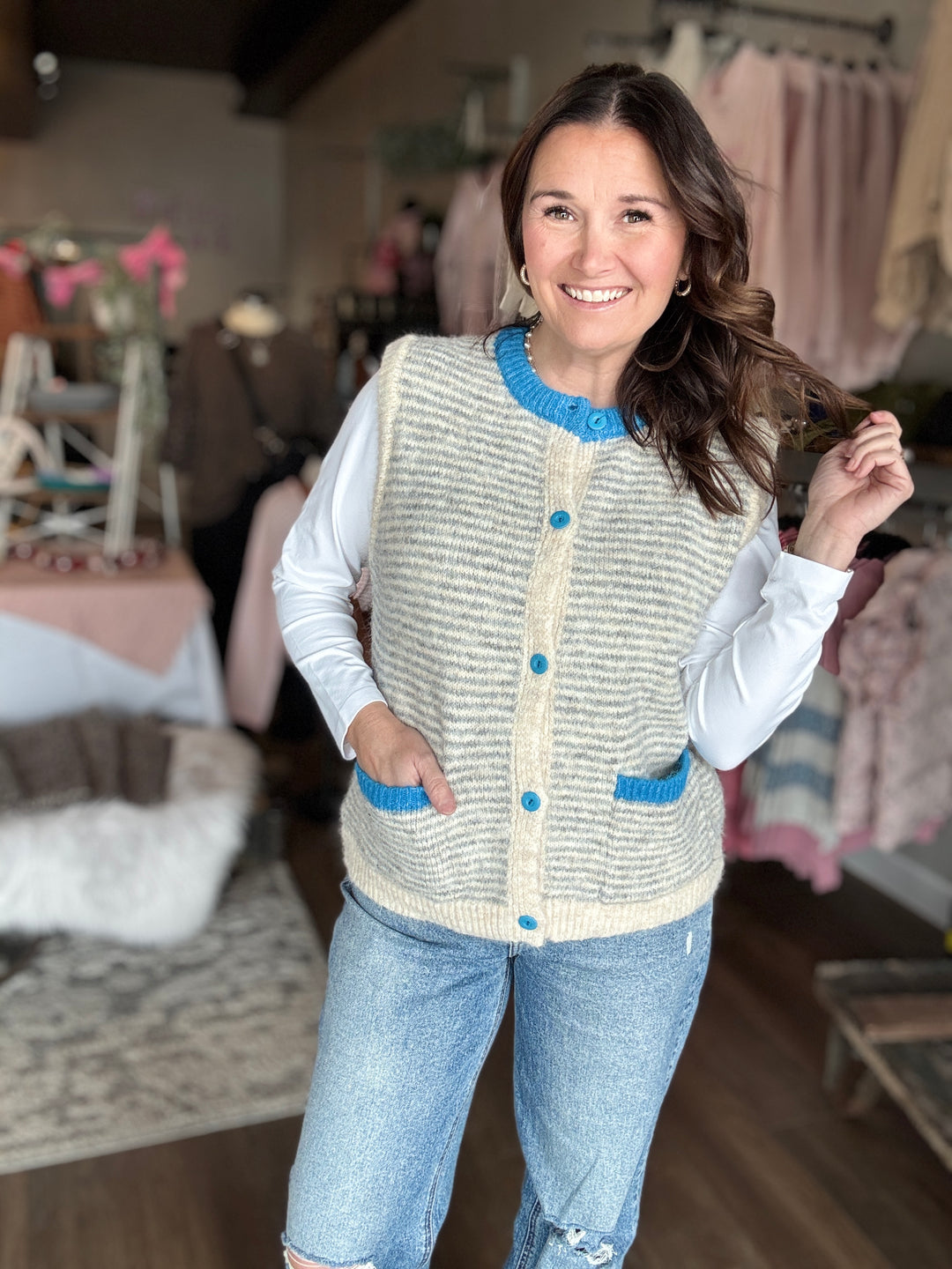 Cool Winter Striped Sweater Vest