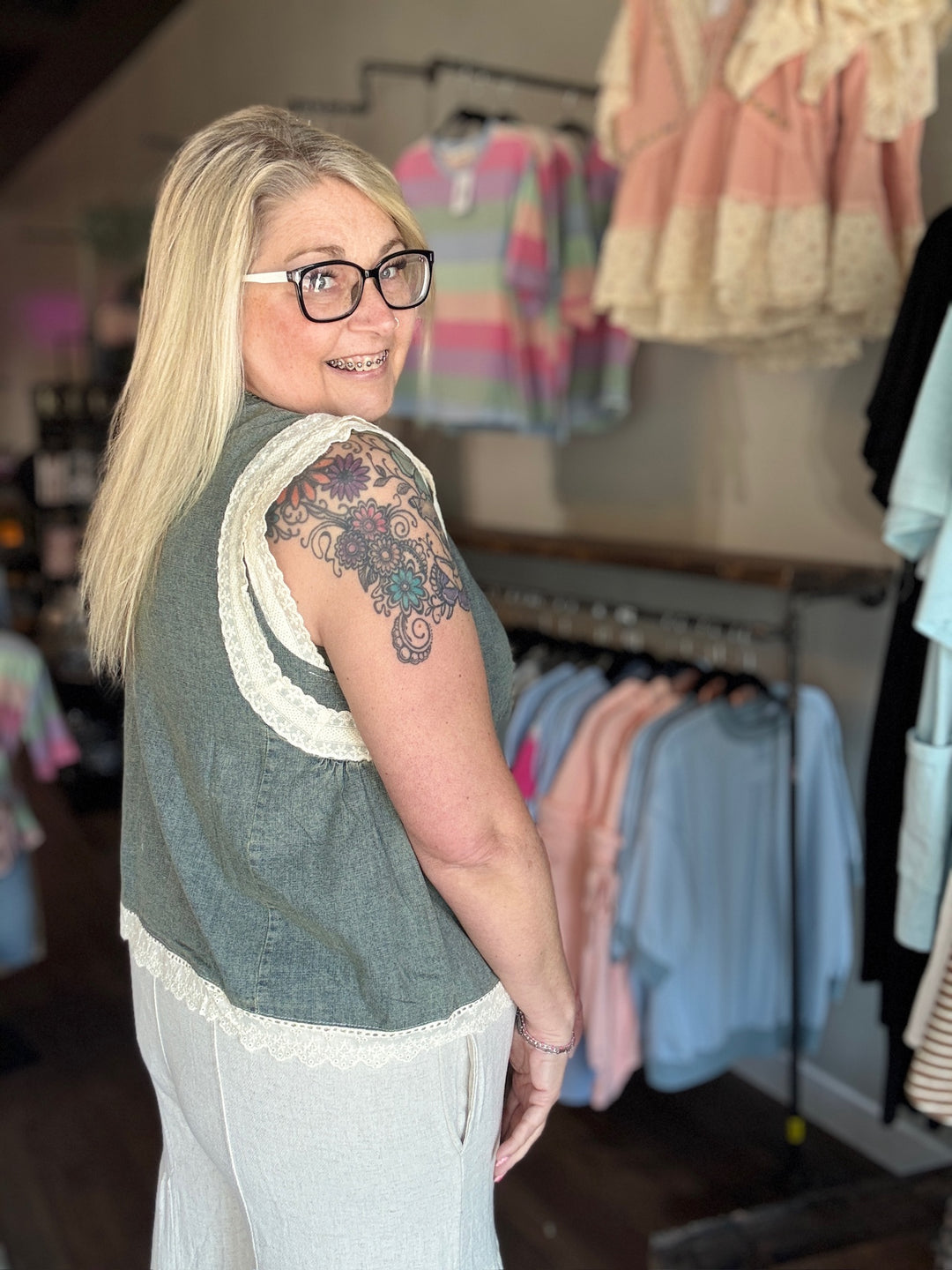 Denim Darling Lace Tank