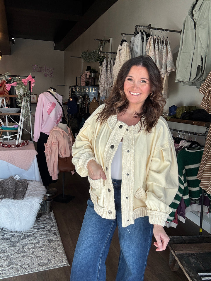 Ribbed Knit Trim Cardigan