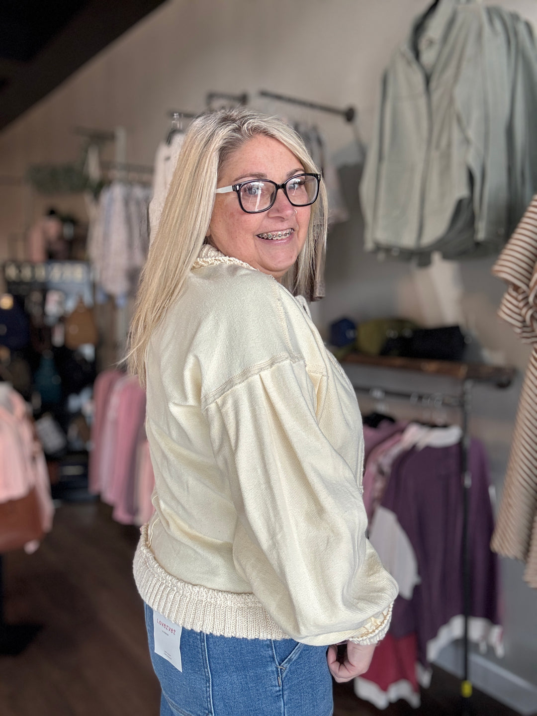 Ribbed Knit Trim Cardigan