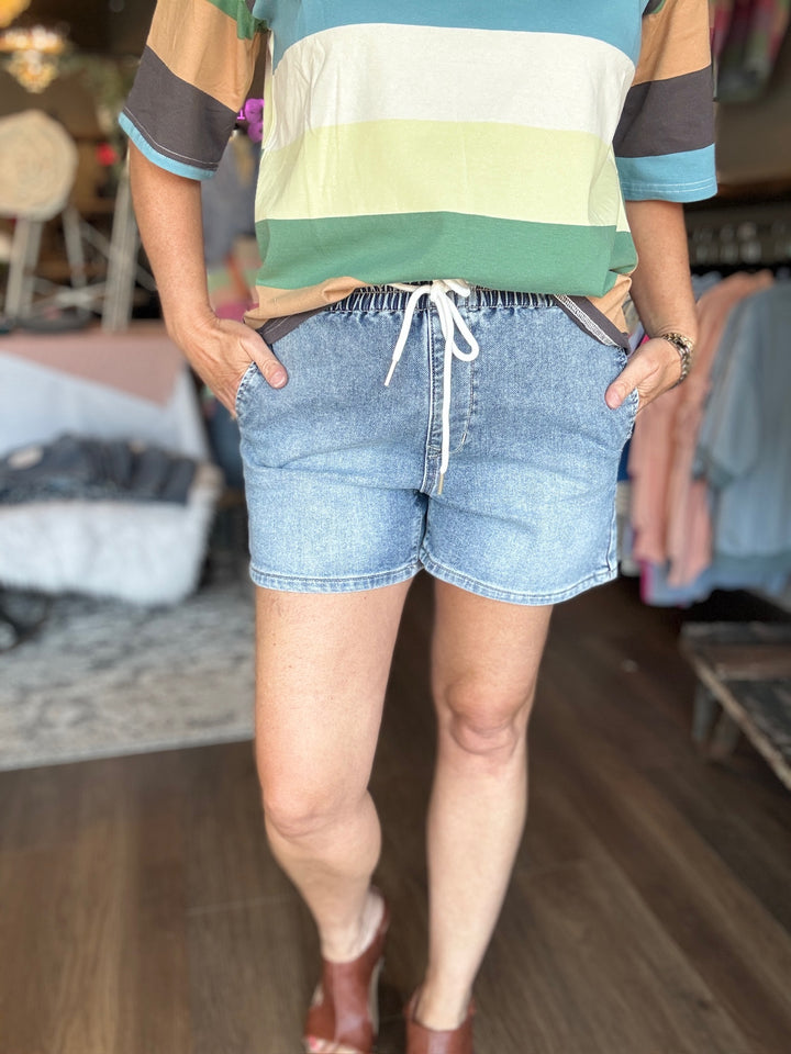 Lovervet High RIse Pull on Denim Shorts