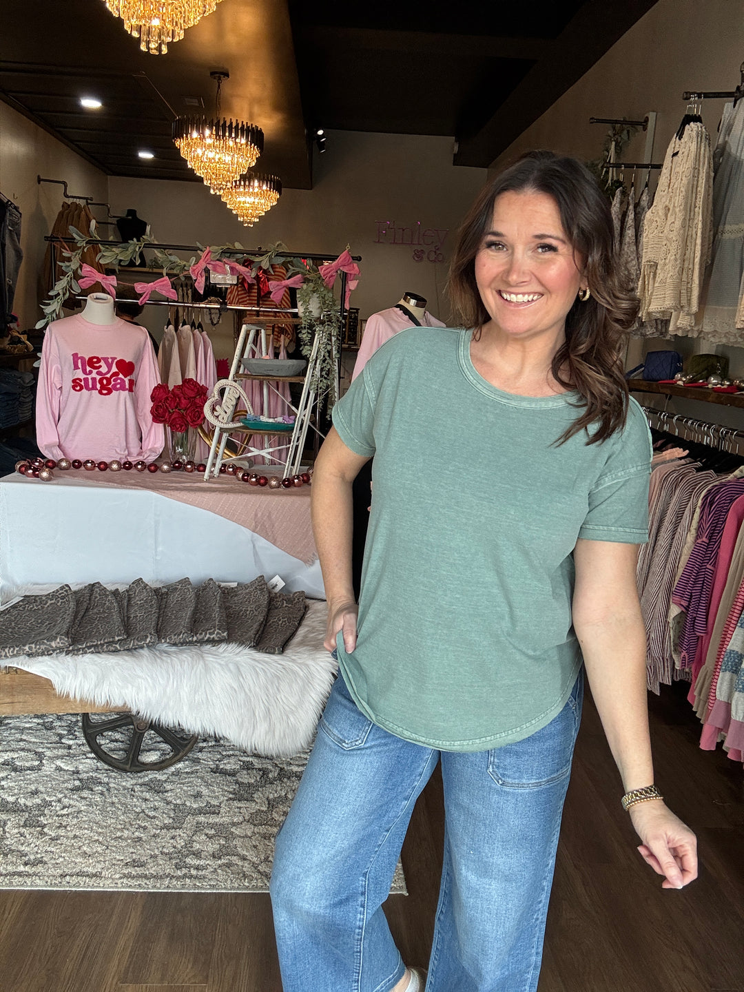 Round Neck Exposed Hem Top