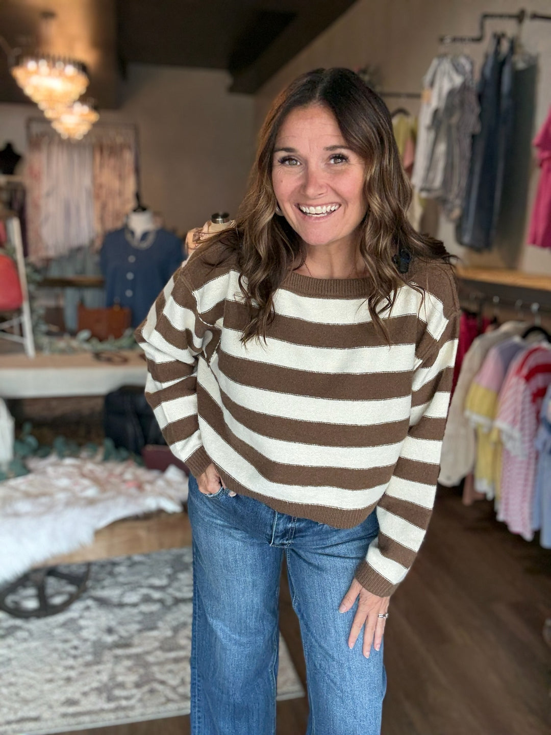 Striped Hip length Fall Sweater