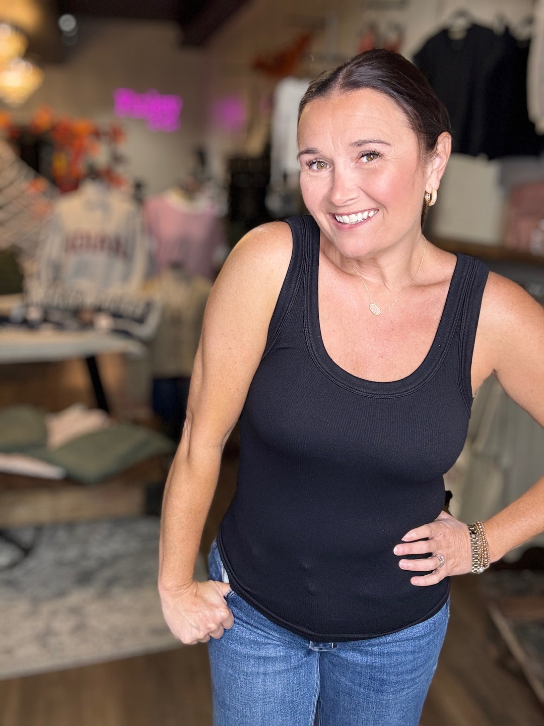 Black Reversible Ribbed Tank