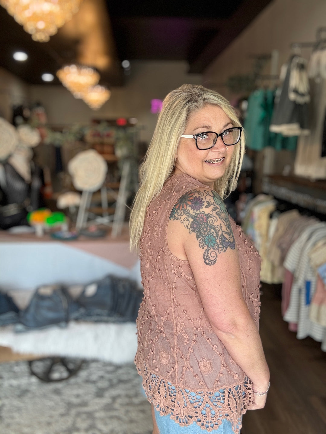 Blush Bloom Lace Tank