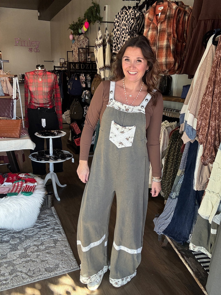 Vintage Green Patchwork Jumpsuit