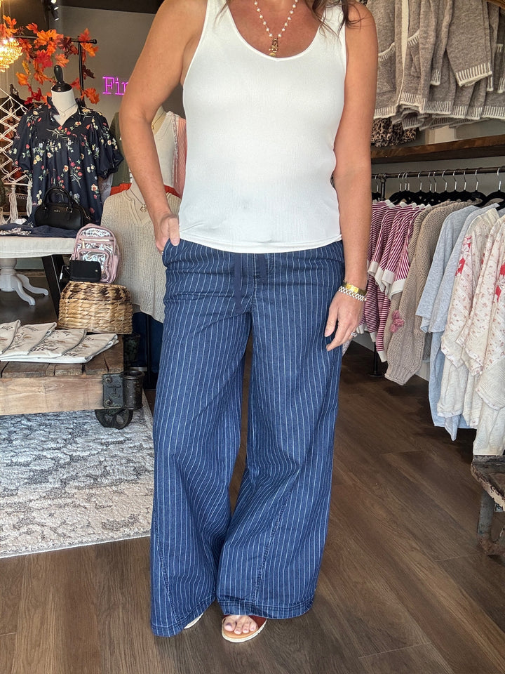 Fall Fling Wide Leg Pinstripe Pants