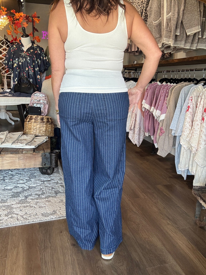 Fall Fling Wide Leg Pinstripe Pants