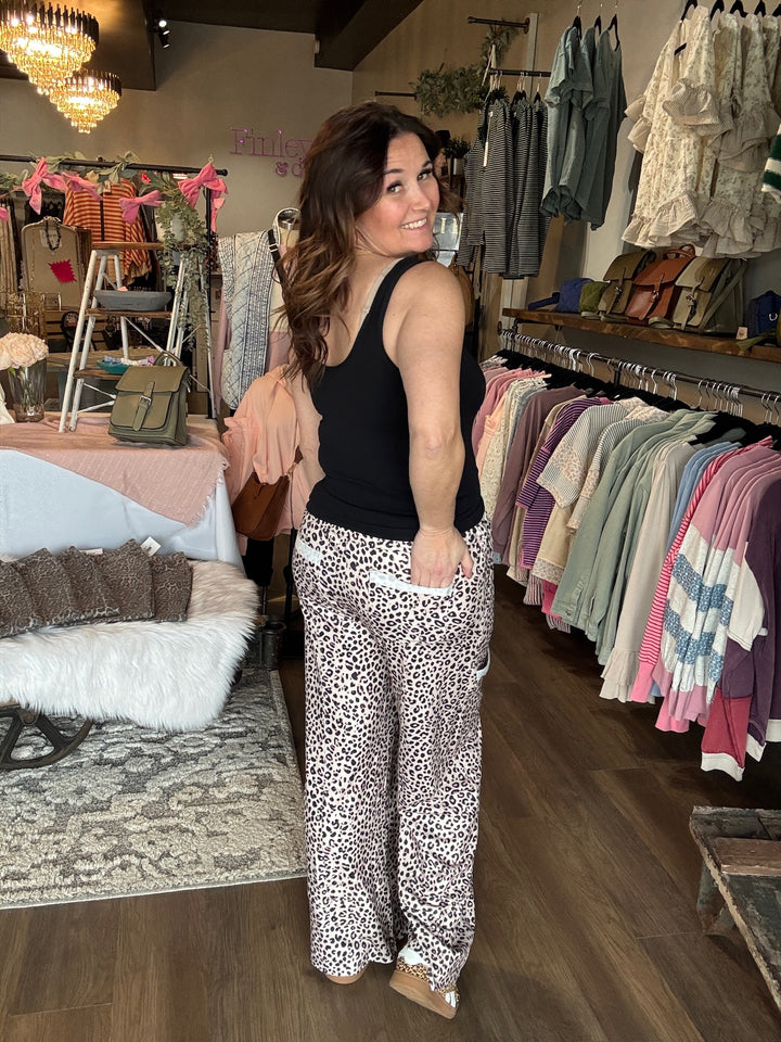 Leopard Wide Leg Knit Pants