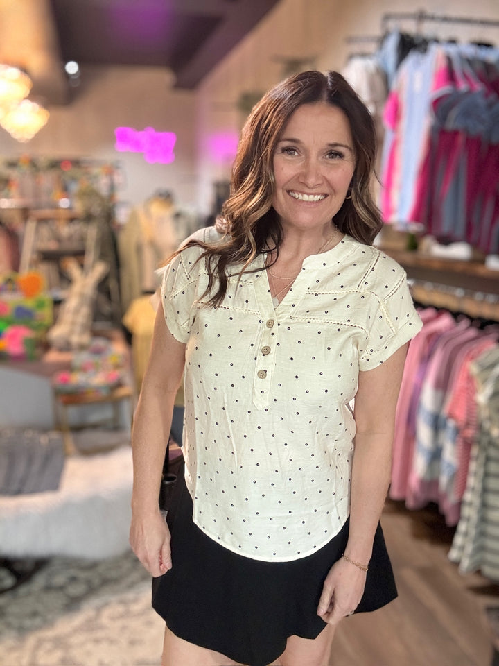 Floral Polka Dot Short Sleeve Top