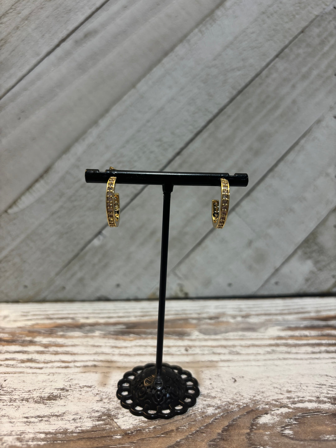 Gold Diamond Hoop Earrings