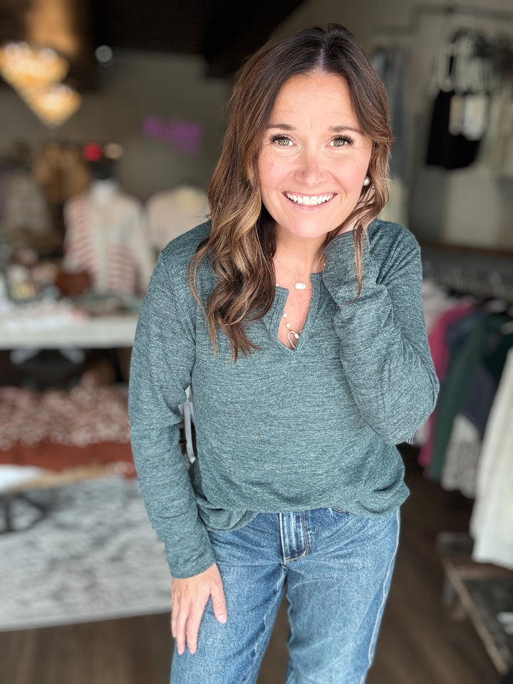 Fall Split Neck Tee