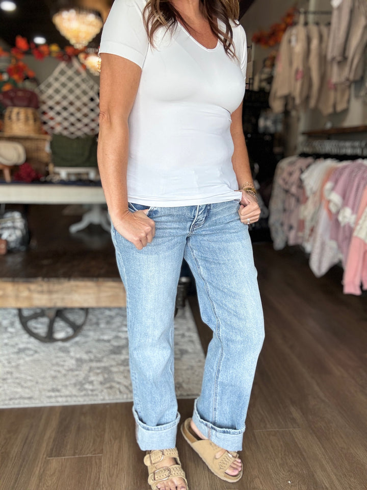 Lovervet Mid Rise Slim Wide Jeans