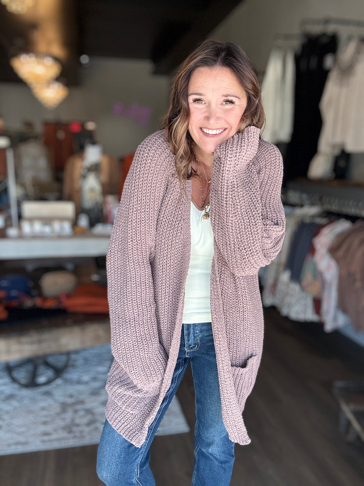 POL Mocha Open Cardigan