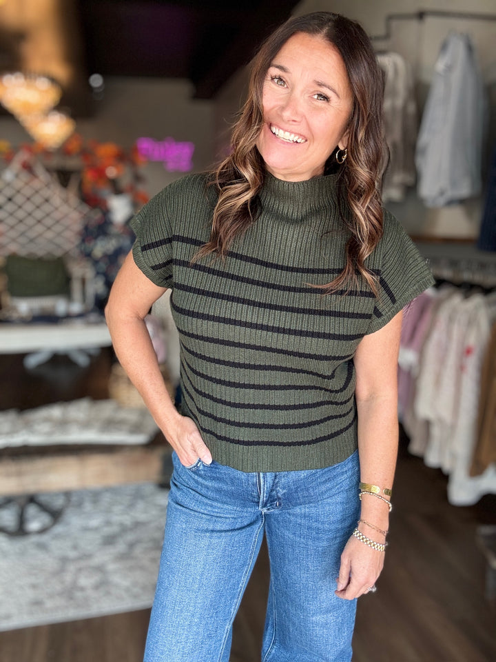 Forest Nights Striped Sweater Top