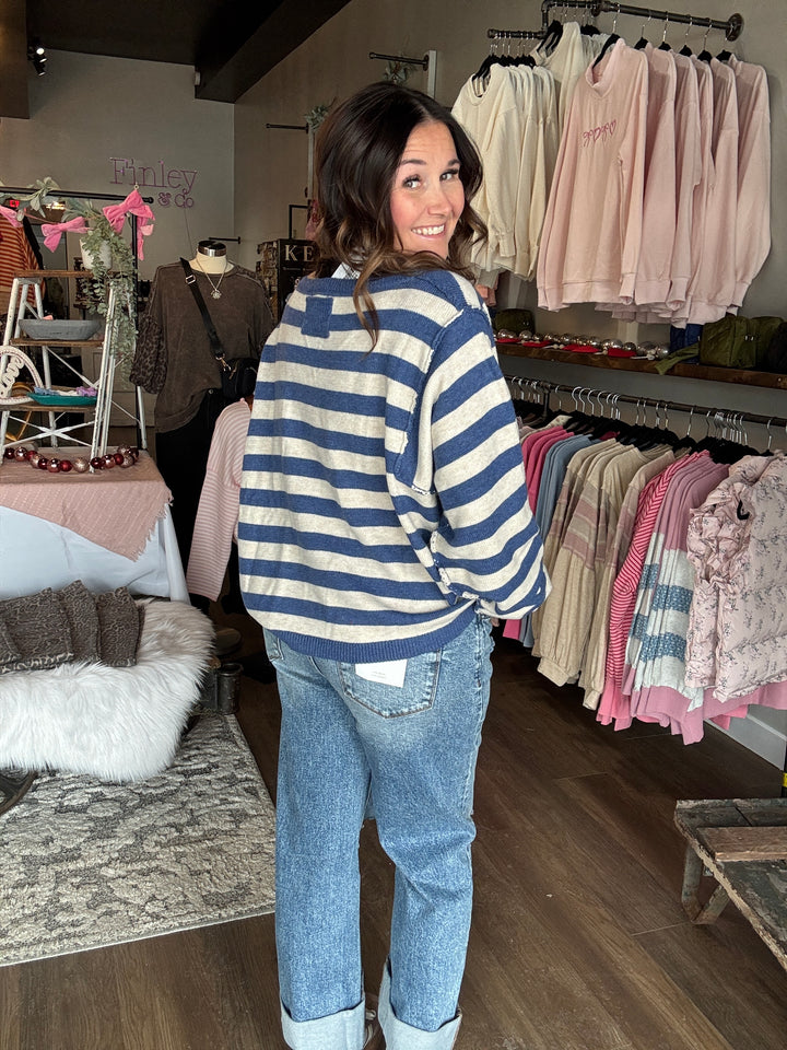 Winter Blue Striped Sweater