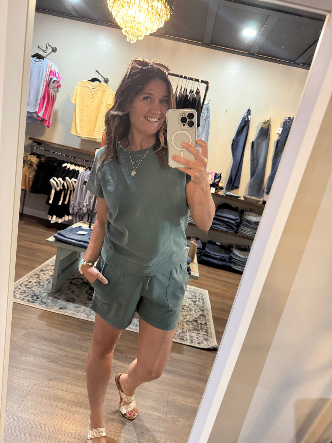 Sleeveless Crew Neck Top and Shorts Set