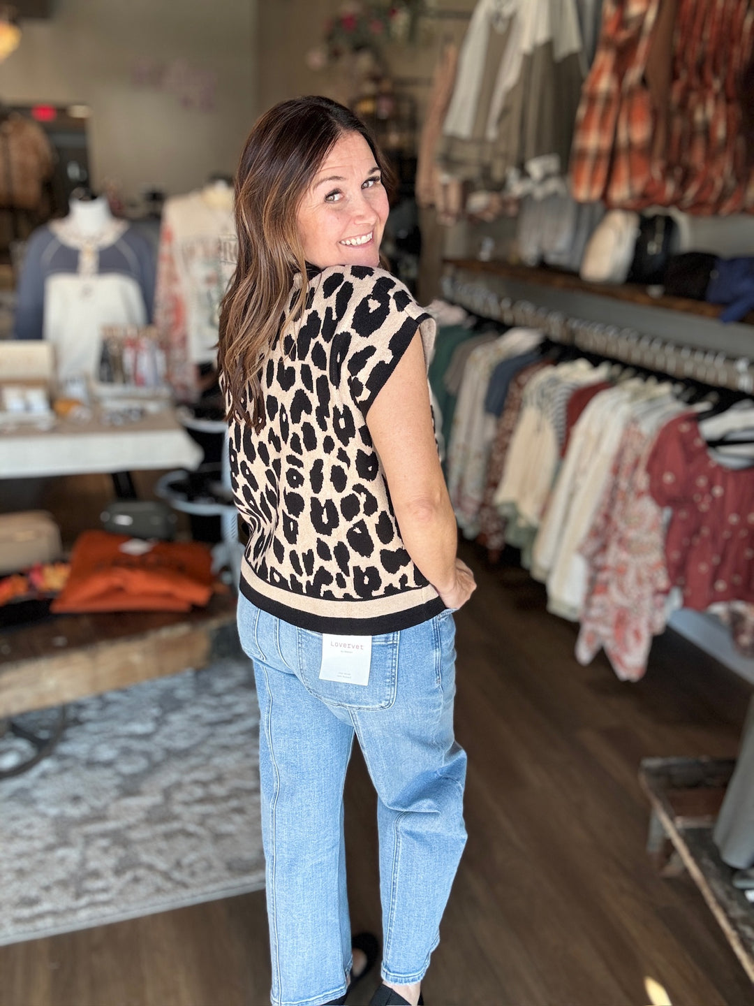 Leopard Print Knit Sweater Top