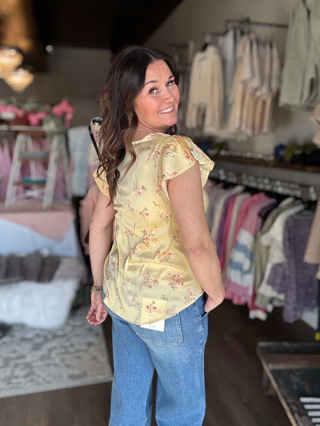 Buttercream Floral Scalloped Top