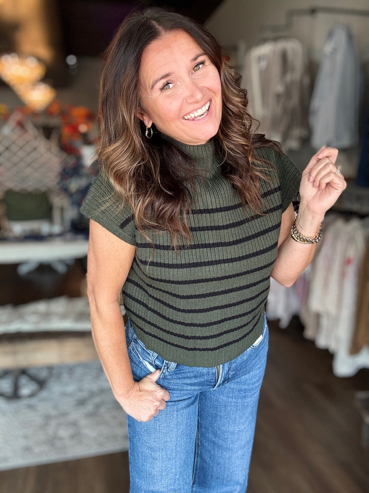Forest Nights Striped Sweater Top