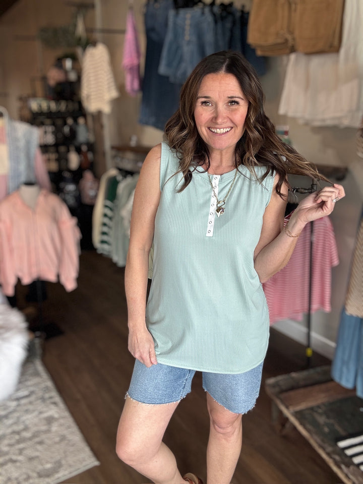 Spring Sage Ribbed Tank