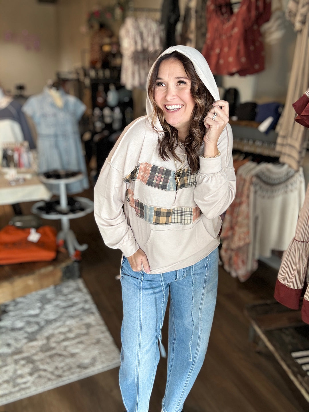 Peek A Boo Plaid Hoodie