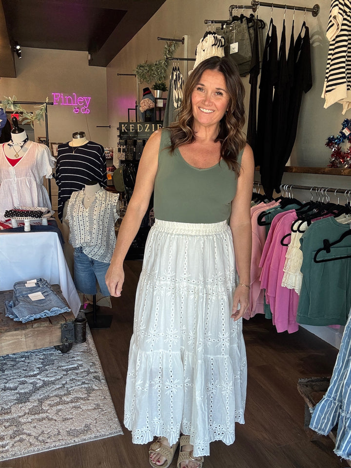 Ivory Breeze Midi Skirt