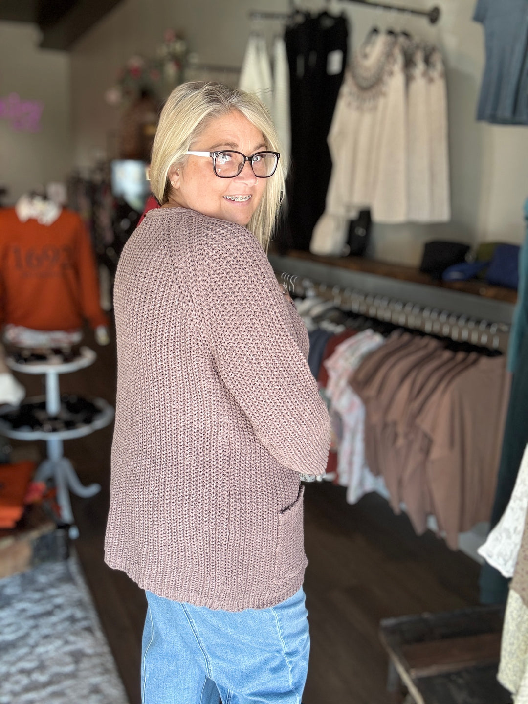 POL Mocha Open Cardigan