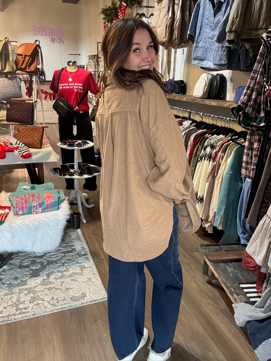 Tan Corduroy Shacket