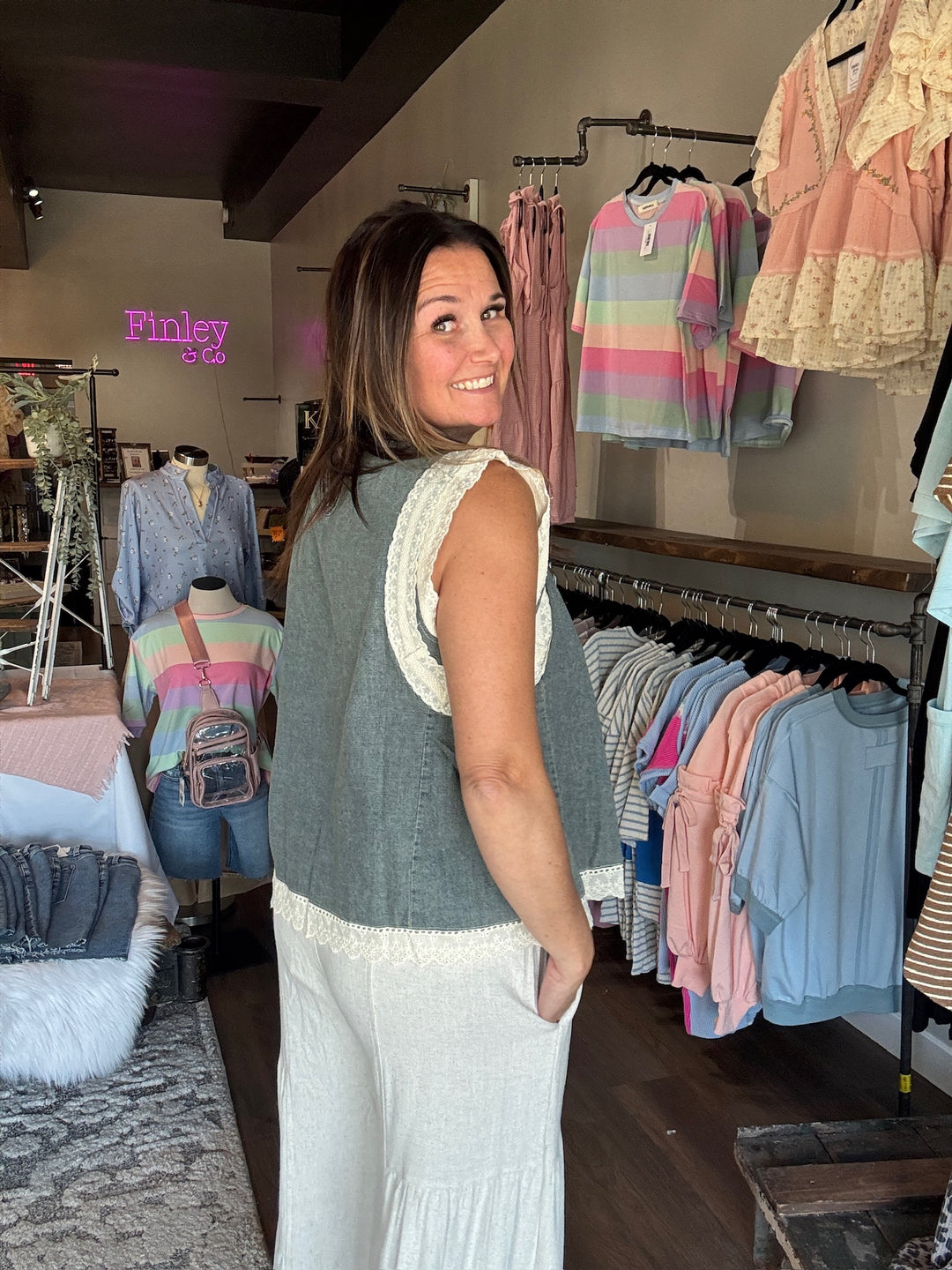 Denim Darling Lace Tank