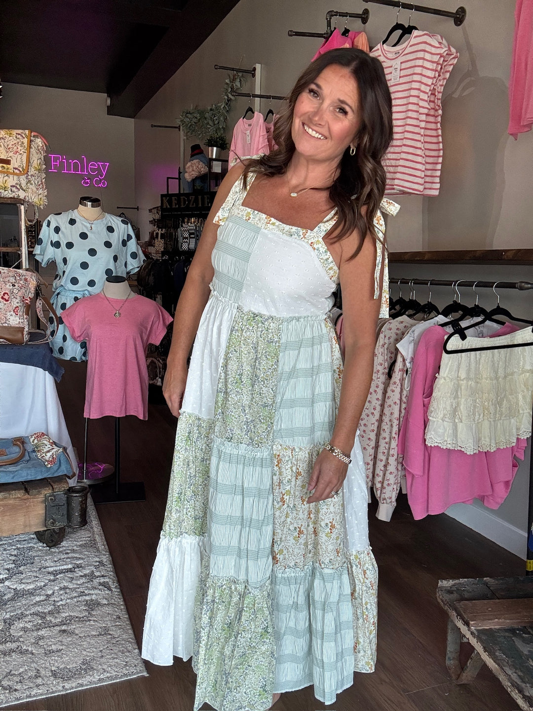 Prairie Patchwork Tiered Maxi Dress