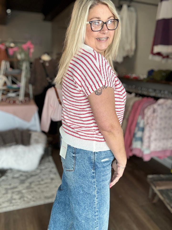 Sweetheart Striped Sweater Top