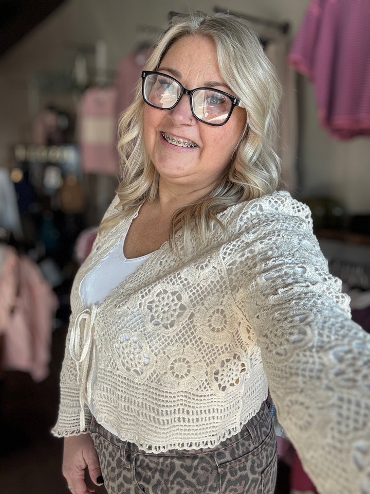 Crochet Open Front Cardigan