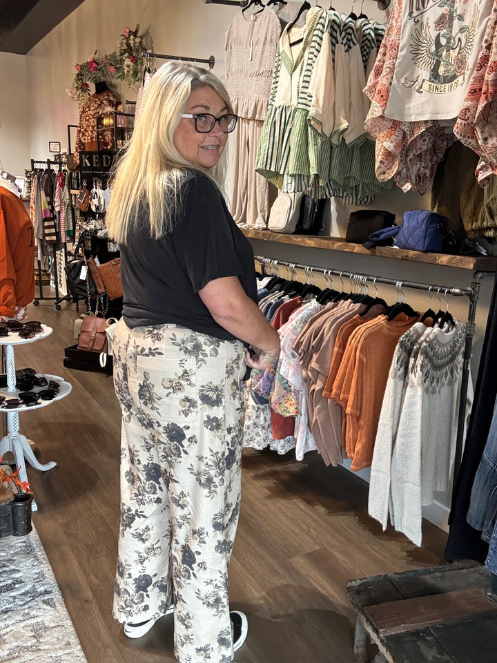 Fall Floral Wide Leg Pants