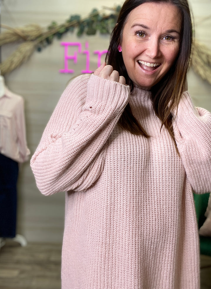 Pink Knit Sweater Dress
